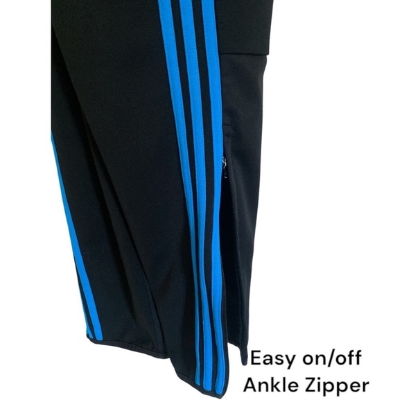 Vintage ADIDAS Hoodie Track Set (2pc) Black Royal Blue Three Stripe Size Large - Picture 12 of 12